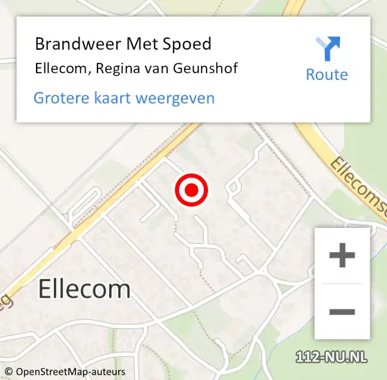 Locatie op kaart van de 112 melding: Brandweer Met Spoed Naar Ellecom, Regina van Geunshof op 28 oktober 2021 11:10