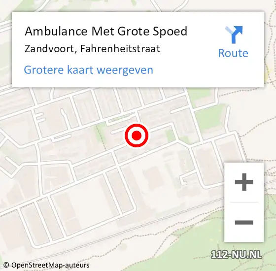 Locatie op kaart van de 112 melding: Ambulance Met Grote Spoed Naar Zandvoort, Fahrenheitstraat op 28 oktober 2021 11:13