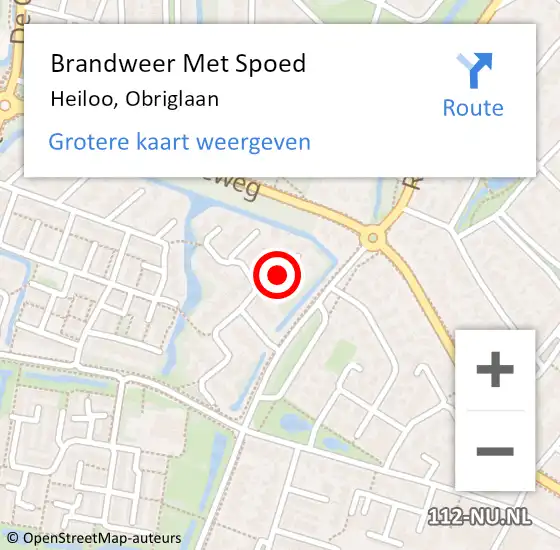 Locatie op kaart van de 112 melding: Brandweer Met Spoed Naar Heiloo, Obriglaan op 28 oktober 2021 11:15