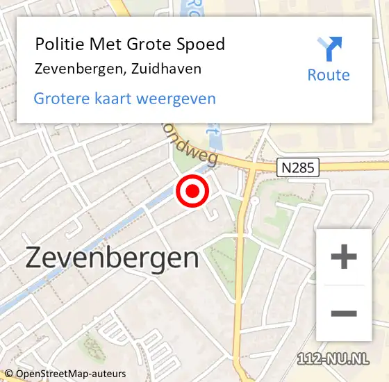 Locatie op kaart van de 112 melding: Politie Met Grote Spoed Naar Zevenbergen, Zuidhaven op 28 oktober 2021 11:18