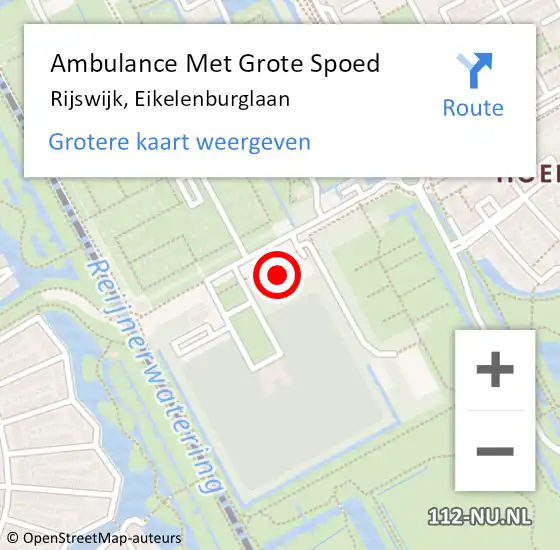 Locatie op kaart van de 112 melding: Ambulance Met Grote Spoed Naar Rijswijk, Eikelenburglaan op 28 oktober 2021 11:31