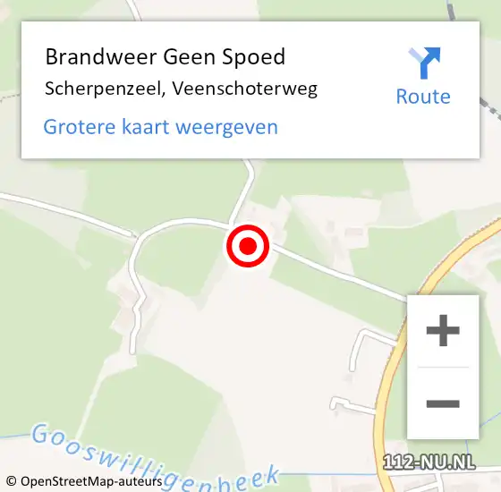 Locatie op kaart van de 112 melding: Brandweer Geen Spoed Naar Scherpenzeel, Veenschoterweg op 28 oktober 2021 12:01