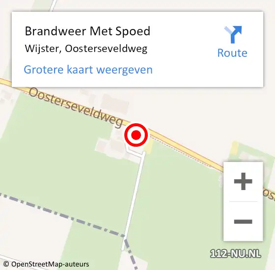 Locatie op kaart van de 112 melding: Brandweer Met Spoed Naar Wijster, Oosterseveldweg op 28 oktober 2021 12:28