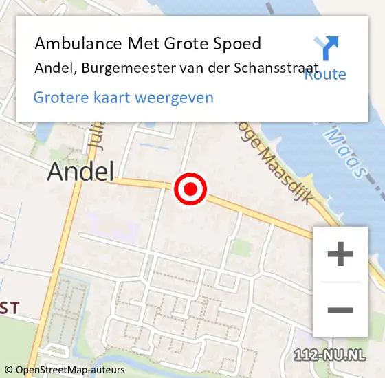 Locatie op kaart van de 112 melding: Ambulance Met Grote Spoed Naar Andel, Burgemeester van der Schansstraat op 28 oktober 2021 12:29