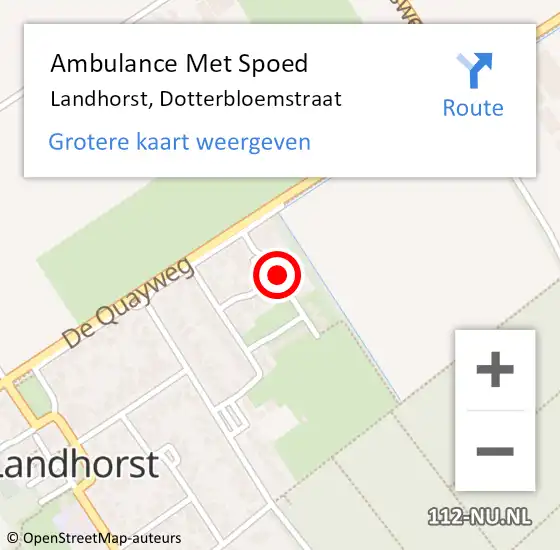 Locatie op kaart van de 112 melding: Ambulance Met Spoed Naar Landhorst, Dotterbloemstraat op 27 juni 2014 13:09