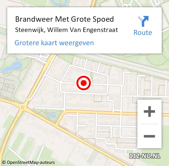 Locatie op kaart van de 112 melding: Brandweer Met Grote Spoed Naar Steenwijk, Willem Van Engenstraat op 27 juni 2014 13:09