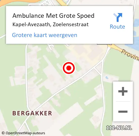 Locatie op kaart van de 112 melding: Ambulance Met Grote Spoed Naar Kapel-Avezaath, Zoelensestraat op 28 oktober 2021 12:45