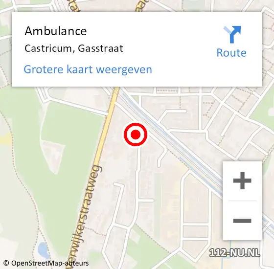 Locatie op kaart van de 112 melding: Ambulance Castricum, Gasstraat op 28 oktober 2021 12:54