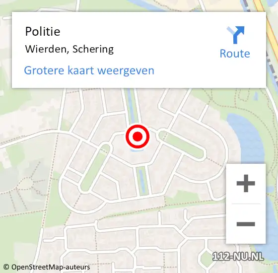 Locatie op kaart van de 112 melding: Politie Wierden, Schering op 28 oktober 2021 12:57