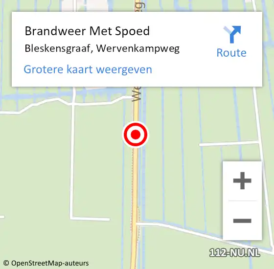 Locatie op kaart van de 112 melding: Brandweer Met Spoed Naar Bleskensgraaf, Wervenkampweg op 28 oktober 2021 13:14