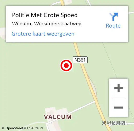 Locatie op kaart van de 112 melding: Politie Met Grote Spoed Naar Winsum, Winsumerstraatweg op 28 oktober 2021 13:31