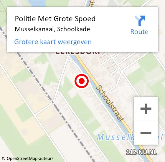 Locatie op kaart van de 112 melding: Politie Met Grote Spoed Naar Musselkanaal, Schoolkade op 28 oktober 2021 13:40