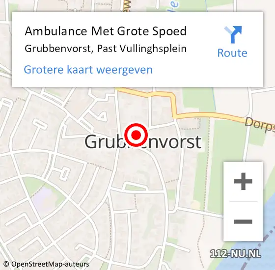 Locatie op kaart van de 112 melding: Ambulance Met Grote Spoed Naar Grubbenvorst, Past Vullinghsplein op 28 oktober 2021 13:41