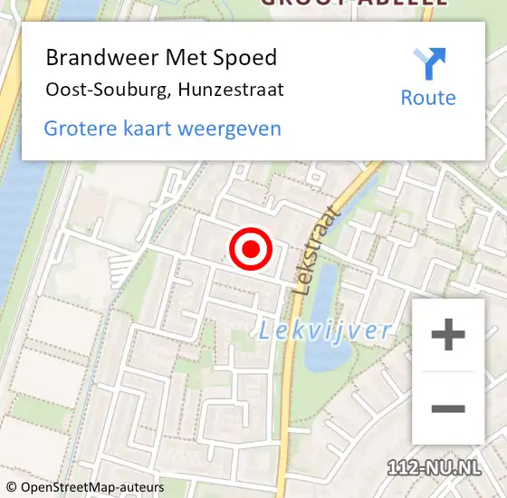 Locatie op kaart van de 112 melding: Brandweer Met Spoed Naar Oost-Souburg, Hunzestraat op 28 oktober 2021 13:51