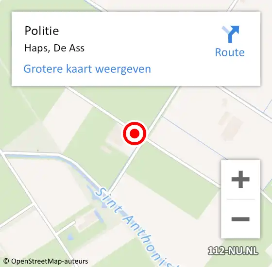 Locatie op kaart van de 112 melding: Politie Haps, De Ass op 28 oktober 2021 13:56