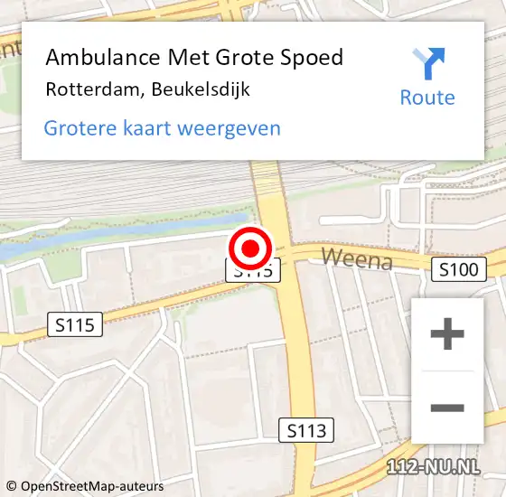 Locatie op kaart van de 112 melding: Ambulance Met Grote Spoed Naar Rotterdam, Beukelsdijk op 28 oktober 2021 13:59
