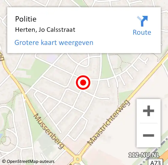 Locatie op kaart van de 112 melding: Politie Herten, Jo Calsstraat op 28 oktober 2021 14:01