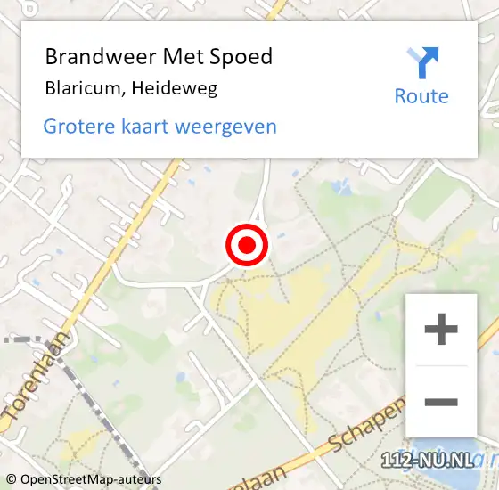 Locatie op kaart van de 112 melding: Brandweer Met Spoed Naar Blaricum, Heideweg op 28 oktober 2021 14:06