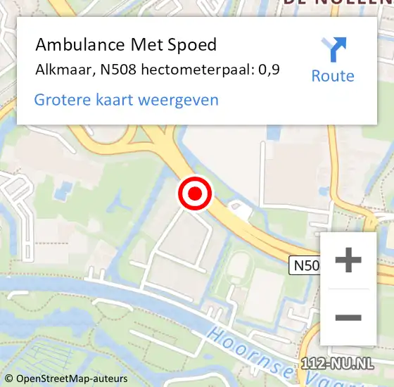 Locatie op kaart van de 112 melding: Ambulance Met Spoed Naar Alkmaar, N508 hectometerpaal: 0,9 op 28 oktober 2021 14:12