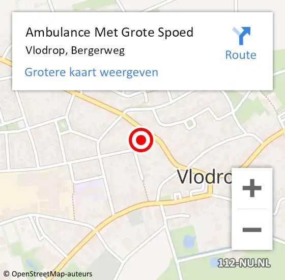 Locatie op kaart van de 112 melding: Ambulance Met Grote Spoed Naar Vlodrop, Bergerweg op 28 oktober 2021 14:30