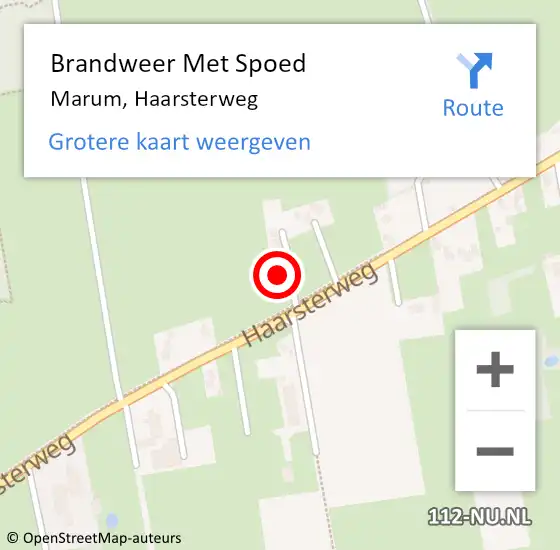 Locatie op kaart van de 112 melding: Brandweer Met Spoed Naar Marum, Haarsterweg op 28 oktober 2021 14:30