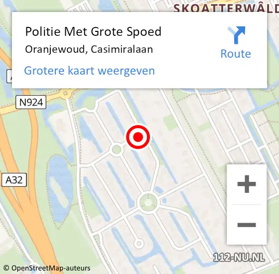 Locatie op kaart van de 112 melding: Politie Met Grote Spoed Naar Oranjewoud, Casimiralaan op 28 oktober 2021 14:43