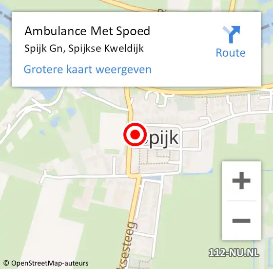 Locatie op kaart van de 112 melding: Ambulance Met Spoed Naar Spijk Gn, Spijkse Kweldijk op 28 oktober 2021 14:46