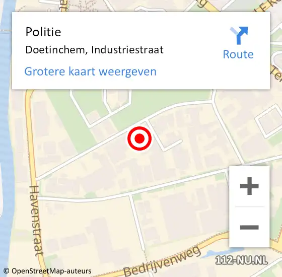 Locatie op kaart van de 112 melding: Politie Doetinchem, Industriestraat op 28 oktober 2021 14:50