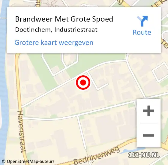 Locatie op kaart van de 112 melding: Brandweer Met Grote Spoed Naar Doetinchem, Industriestraat op 28 oktober 2021 14:51