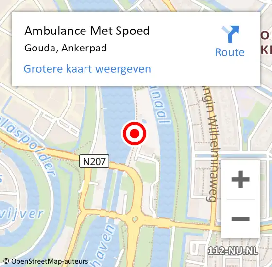 Locatie op kaart van de 112 melding: Ambulance Met Spoed Naar Gouda, Ankerpad op 28 oktober 2021 14:58