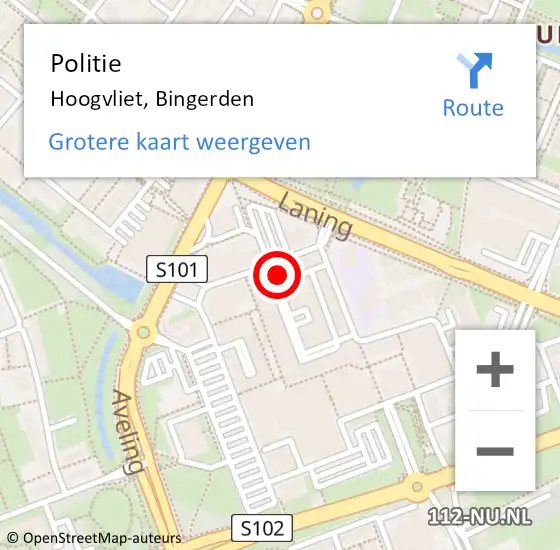 Locatie op kaart van de 112 melding: Politie Hoogvliet, Bingerden op 28 oktober 2021 15:00