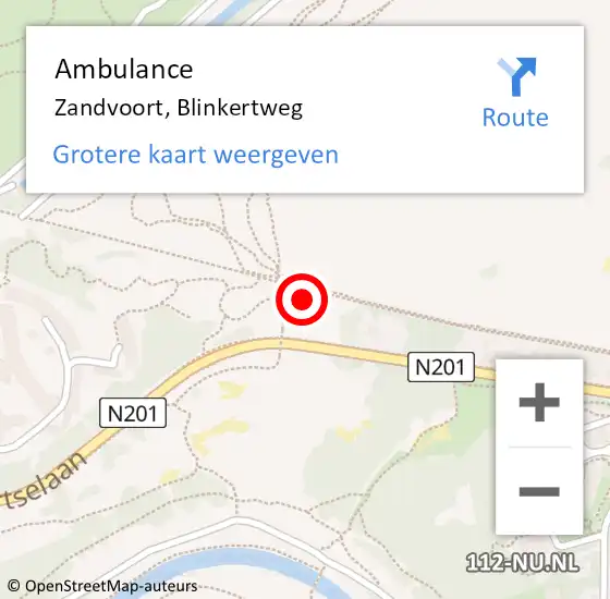 Locatie op kaart van de 112 melding: Ambulance Zandvoort, Blinkertweg op 28 oktober 2021 15:01