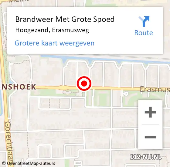 Locatie op kaart van de 112 melding: Brandweer Met Grote Spoed Naar Hoogezand, Erasmusweg op 28 oktober 2021 15:02
