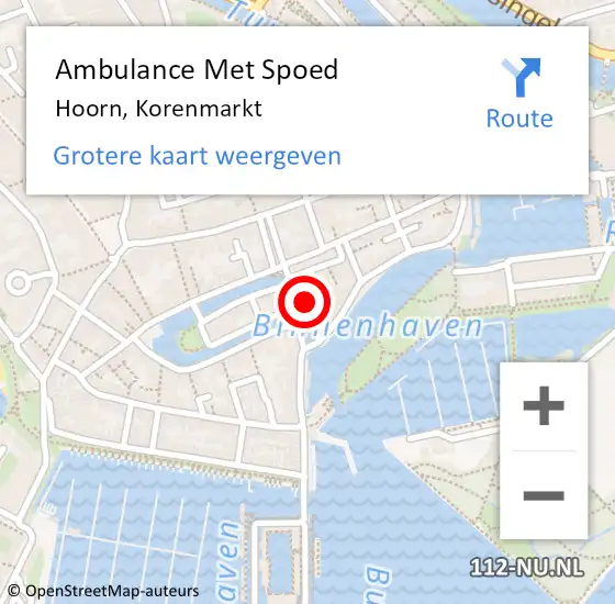 Locatie op kaart van de 112 melding: Ambulance Met Spoed Naar Hoorn, Korenmarkt op 28 oktober 2021 15:06