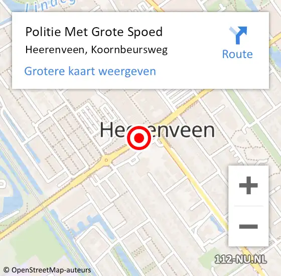 Locatie op kaart van de 112 melding: Politie Met Grote Spoed Naar Heerenveen, Koornbeursweg op 28 oktober 2021 15:07