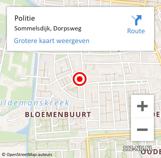 Locatie op kaart van de 112 melding: Politie Sommelsdijk, Dorpsweg op 28 oktober 2021 15:10