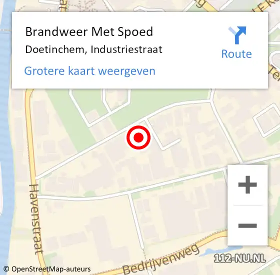 Locatie op kaart van de 112 melding: Brandweer Met Spoed Naar Doetinchem, Industriestraat op 28 oktober 2021 15:12