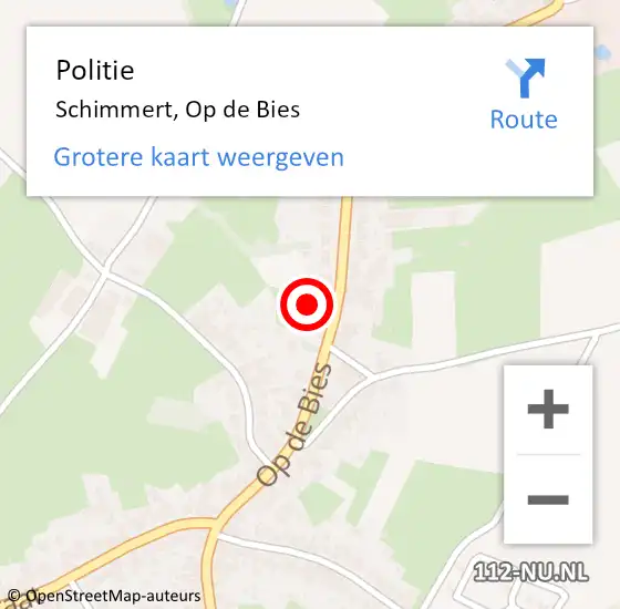 Locatie op kaart van de 112 melding: Politie Schimmert, Op de Bies op 28 oktober 2021 15:17