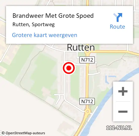 Locatie op kaart van de 112 melding: Brandweer Met Grote Spoed Naar Rutten, Sportweg op 28 oktober 2021 15:31