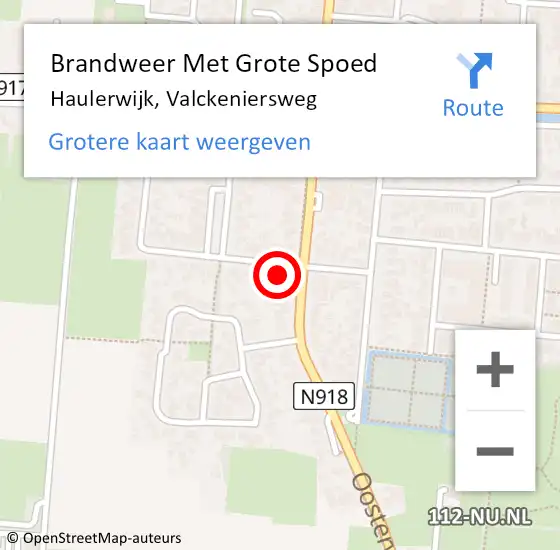 Locatie op kaart van de 112 melding: Brandweer Met Grote Spoed Naar Haulerwijk, Valckeniersweg op 28 oktober 2021 15:41