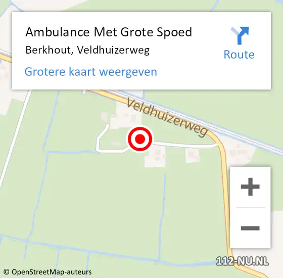 Locatie op kaart van de 112 melding: Ambulance Met Grote Spoed Naar Berkhout, Veldhuizerweg op 28 oktober 2021 15:51