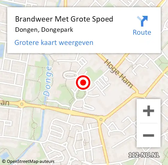 Locatie op kaart van de 112 melding: Brandweer Met Grote Spoed Naar Dongen, Dongepark op 28 oktober 2021 15:56