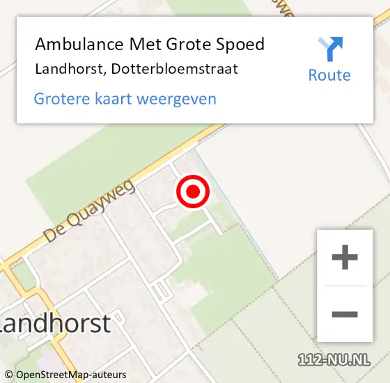 Locatie op kaart van de 112 melding: Ambulance Met Grote Spoed Naar Landhorst, Dotterbloemstraat op 27 juni 2014 13:32