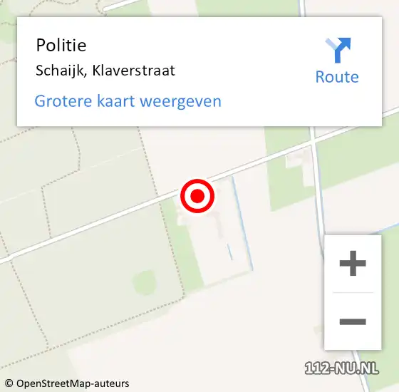 Locatie op kaart van de 112 melding: Politie Schaijk, Klaverstraat op 28 oktober 2021 16:27