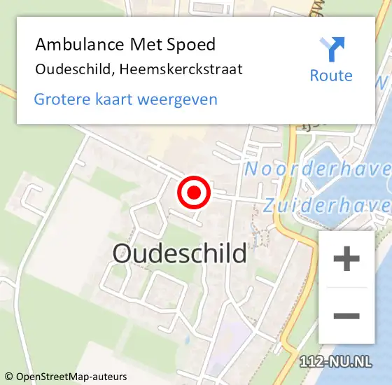 Locatie op kaart van de 112 melding: Ambulance Met Spoed Naar Oudeschild, Heemskerckstraat op 28 oktober 2021 16:28