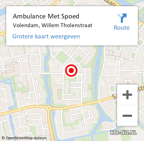 Locatie op kaart van de 112 melding: Ambulance Met Spoed Naar Volendam, Willem Tholenstraat op 28 oktober 2021 16:45