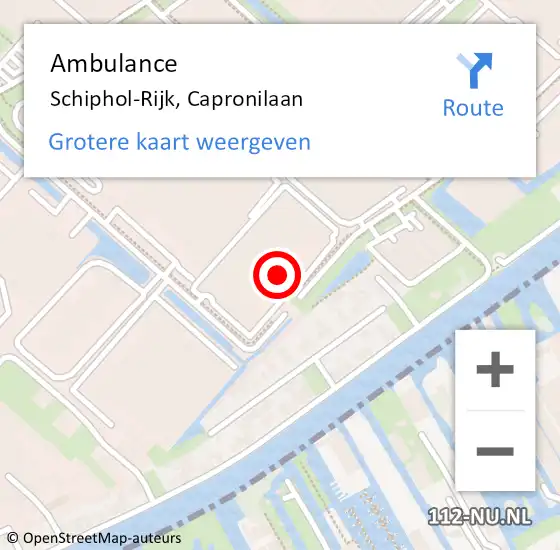 Locatie op kaart van de 112 melding: Ambulance Schiphol-Rijk, Capronilaan op 28 oktober 2021 16:47