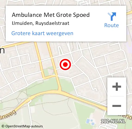 Locatie op kaart van de 112 melding: Ambulance Met Grote Spoed Naar IJmuiden, Ruysdaelstraat op 28 oktober 2021 16:49