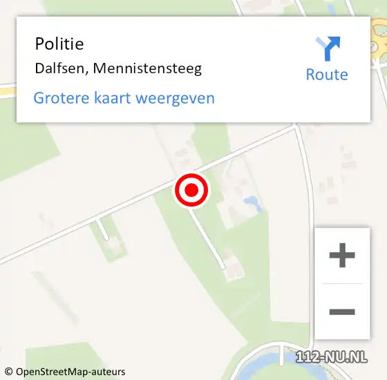 Locatie op kaart van de 112 melding: Politie Dalfsen, Mennistensteeg op 28 oktober 2021 16:57