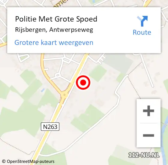 Locatie op kaart van de 112 melding: Politie Met Grote Spoed Naar Rijsbergen, Antwerpseweg op 28 oktober 2021 17:09